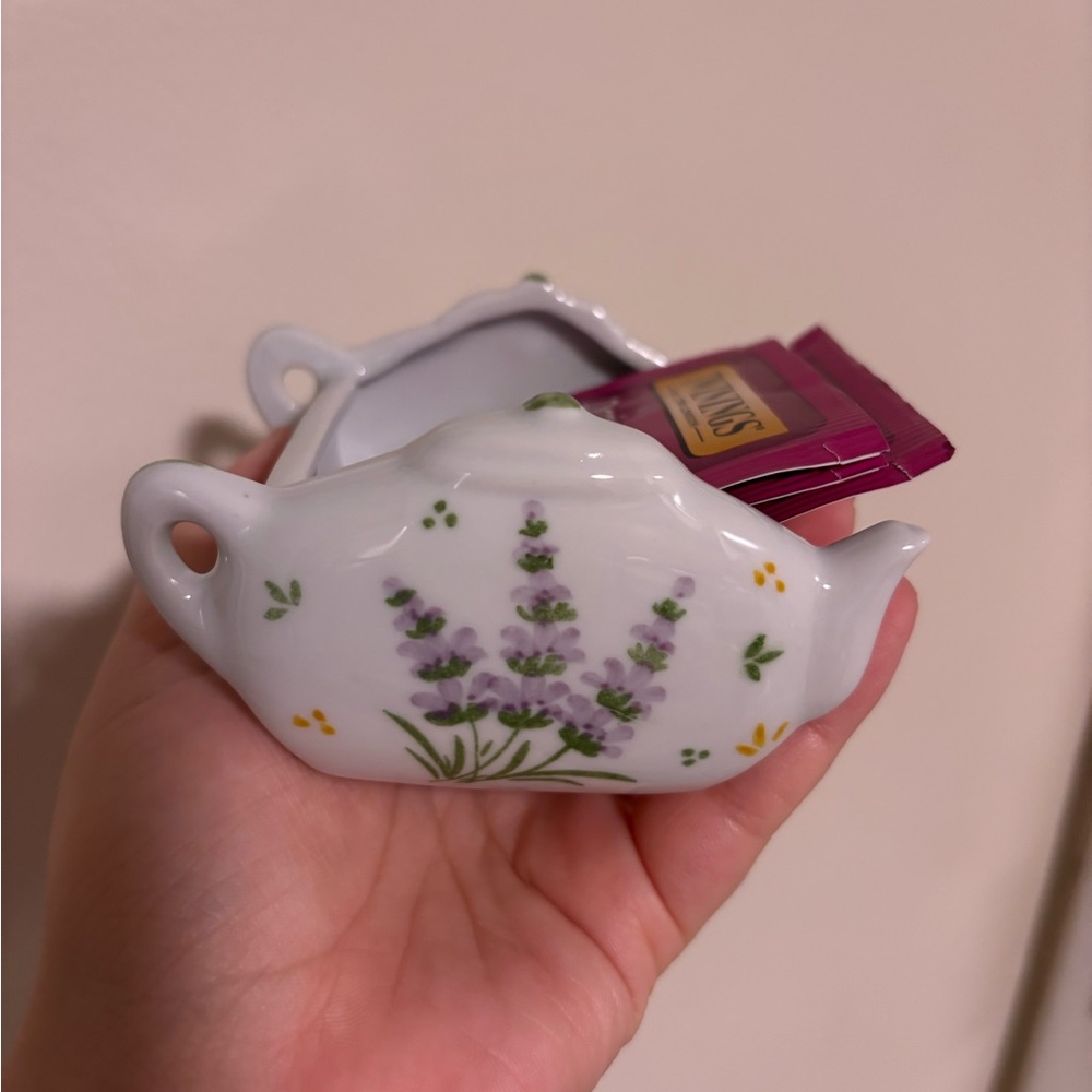 Andrea By Sadek Lavender Floral Tea Bag Holder